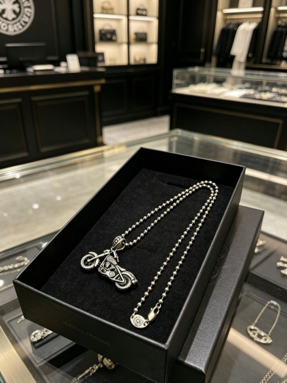 Chrome Hearts Motorcycle Pendant Necklace - Picture 4 of 5
